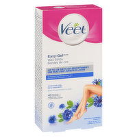 Veet - Easy Gel Wax Strip for Body & Legs with Blue Cornflower Fragrance, Sensitive Skin, 40 Each