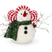 Holiday Collection - Snowman with Earmuffs Decor 8.2in, 1 Each