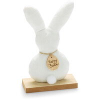 Easter - Fabric Bunny Wood Base Decor, 7.25 Inch, 1 Each