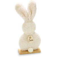 Easter - Fabric Bunny Wood Base Decor, 10.4 Inch, 1 Each