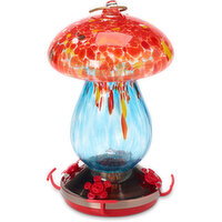 Spring - Art Glass Mushroom Hummingbird Feeder, 9.4 Inch, 1 Each