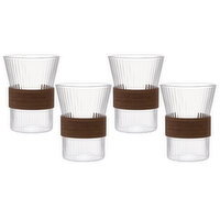 CENA Collection - Glass Tumbler W/Wood Accent 4pc, 1 Each