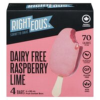 Righteous - Raspberry Lime Sorbet Bars, 4 Each