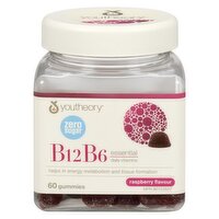 Youtheory - Zero Sugar B12B6 Essential Daily Vitamin Gummies, Raspberry Flavor, 60 Each