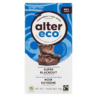 Alter Eco - Bar Dark Chocolate Super Blackout 90%, 75 Gram