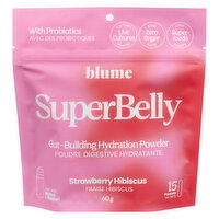 Blume - SuperBelly Gut Building Hydration Powder, Strawberry Hibiscus, 15 Pouches, 60 Gram