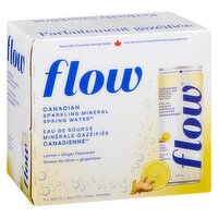 flow - Sparkling Mineral Spring Water - Lemon & Ginger, 6 Each