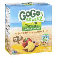 Gogo Squeez - Fruit Sauce, Tropicalz No Sugar Added Apple Pineapple Passion Fruit, 4 Each