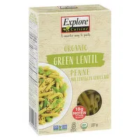 Explore Cuisine - Organic Green Lentil Penne GF, 227 Gram