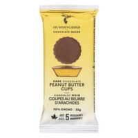 Hummingbird Chocolate - Dark Chocolate Peanut Butter Cups, 32 Gram