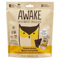 Awake Chocolate - Peanut Butter Dark Chocolate Bites No Sugar, 8 Each