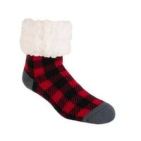 Dr. Johnny's - Buffalo Check Red Fuzzy Socks, Pair, 1 Each