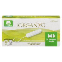 Organyc - Tampons Super No Applicator, 16 Each