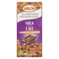 VALOR - Almond Milk Chocolate - No Sugar Added, 150 Gram