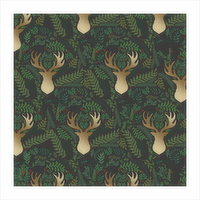 Paper Craft - Christmas Metallic Wrapping Paper,  Deer & Mistletoe, 1 Each