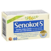 SenokotS - Natural Laxative Stool Softener, 60 Each