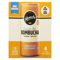 Remedy - Organic Kombucha Orange Splash, 4 Each