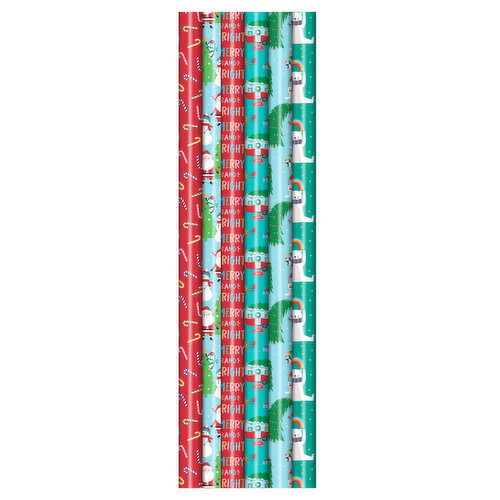 Plus Mark - Christmas Wrap 1 Roll 30in, Fun & Jolly Designs, Assorted