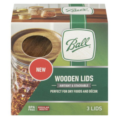 Ball - Regular Mouth Wooden Lids 3Pk