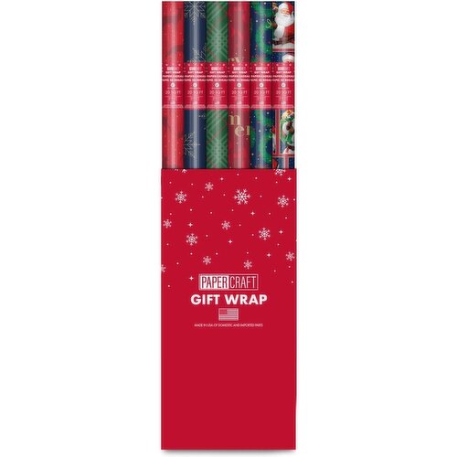 Paper Craft - Christmas Gift Wrap Single Roll, 20 Sq Ft Merry Traditional