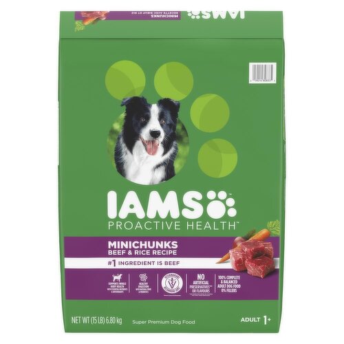 IAMS - Proactive Health Super Premium Dog Food Mini chunks Beef & Rice Recipe Adult 1+