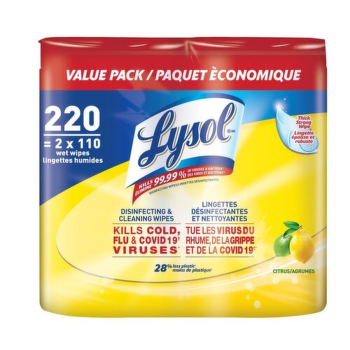 Lysol - Thick Strong Wipes Citrus 2x110ct