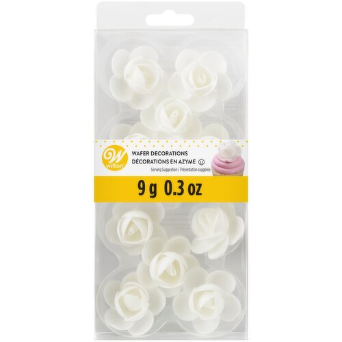 Wilton - Wafer Icing Decorations, White Roses