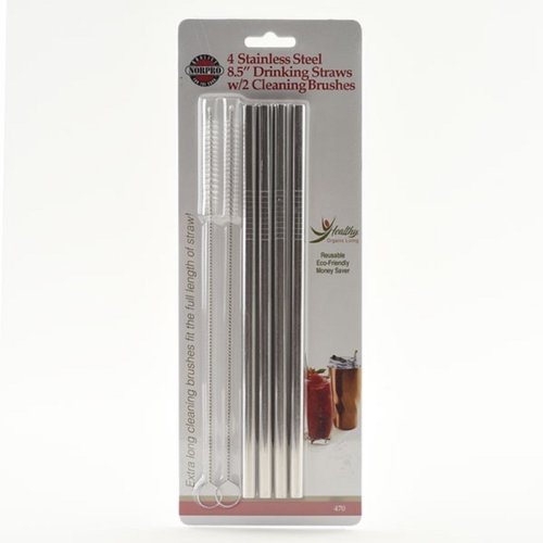 Norpro - Jumbo Silicone Straws w/ 2 Cleaning Brushes 8.5in
