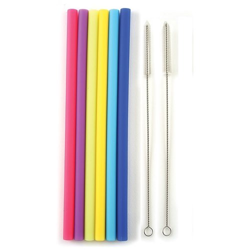 Norpro - Jumbo Silicone Straws w/ 2 Cleaning Brushes