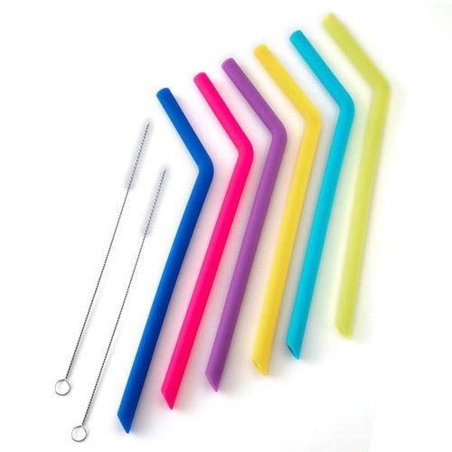 Norpro - Silicone Straws w/ 2 Cleaning Brushes - Set of 6