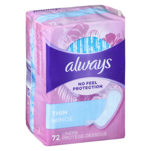 Always - No-Feel Thin Liners, Unscented