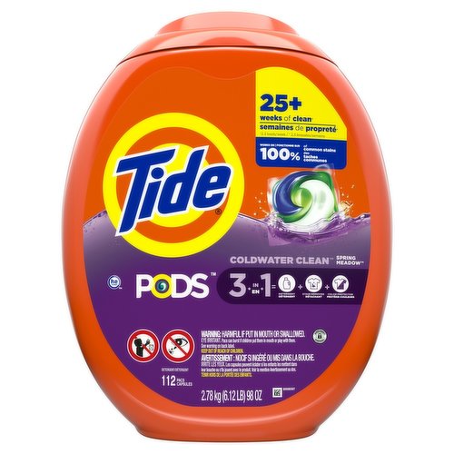 Tide - Laundry Detergent Pods, 3 in 1 Coldwater Clean Spring Meadow