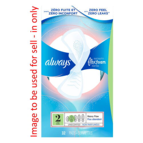 Always - Infinity Flex Foam Pads - Size 2 Heavy Flow, Unscented