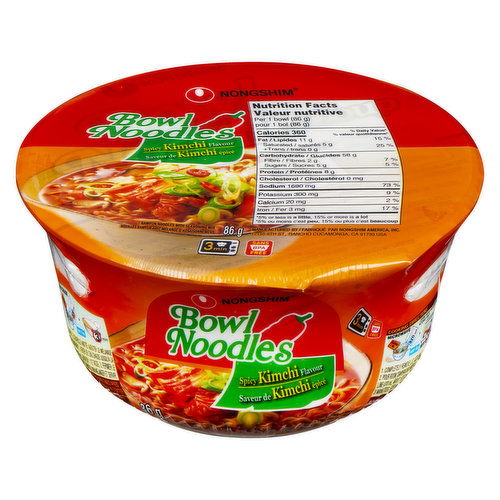 NONG SHIM - Bowl Noodle Soup - Spicy Kimchi Flavour