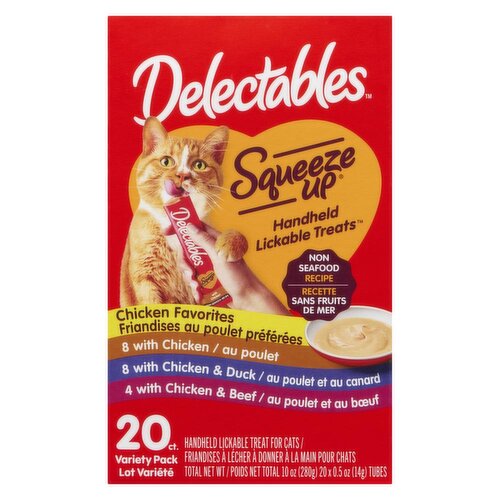 Delectabes - Squeeze Up - Handheld Lickable Treat for Cats, Variety Pack