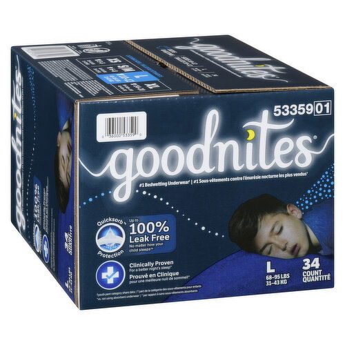 Goodnites - Boy's Nighttime Bedwetting Underwear Giga Pack,L