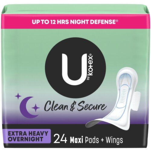 Kotex - U By Kotex Clean & Secure Pads, Extra Heavy