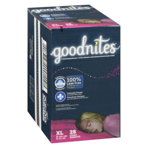 Goodnites - Girls Bedtime Bedwetting Underwear, Giga Pack  XL