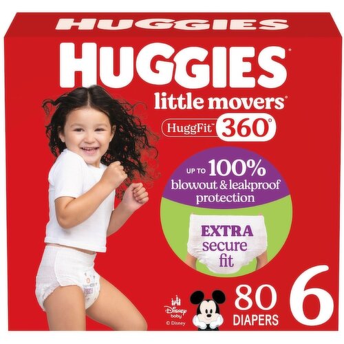Huggies - Little Movers HuggFit Baby Diapers with 360 Waistband, Size 6