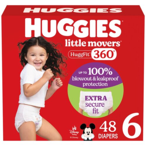 Huggies - Little Movers HuggFit Baby Diapers with 360 Waistband, Giga Pack, Size 6