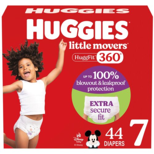 Huggies - Little Movers HuggFit Baby Diapers with 360 Waistband, Giga Size 7