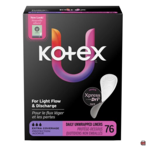 Kotex - Extra Coverage, Daily Unwrapped Liners