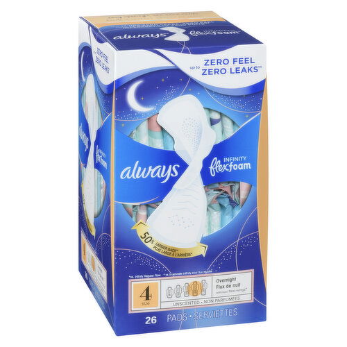 always - Infinity Flex foam Over Night w/Wings -size 4