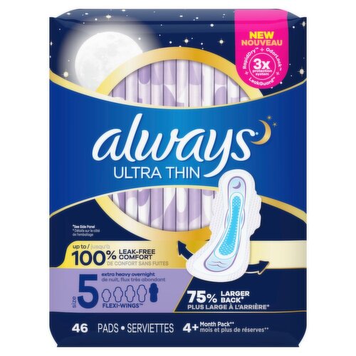 Always - Ultra Thin Extra Overnight Pads, Size 5