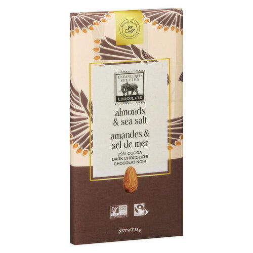 Endangered Species - Chocolate Bar - Dark Chocolate with Sea Salt & Almonds