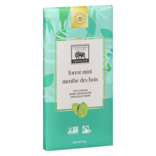 Endangered Species - Chocolate Bar - Dark Chocolate with Forest Mint