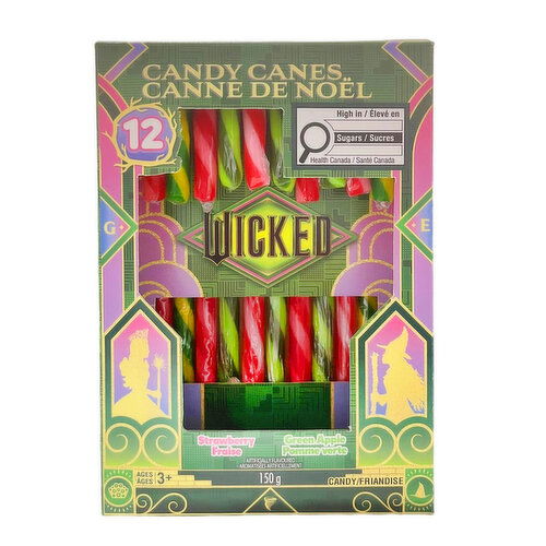 Disney - Wicked Candy Canes - Strawberry/Green Apple, 12 Pack