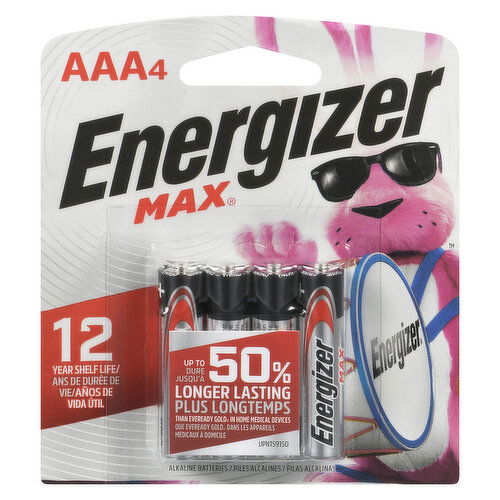 Energizer - Max+PowerSeal Alkaline Batteries - AAA4