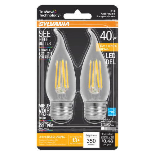 Sylvania - LED 40W B10 Clear Bulbs