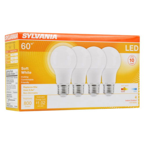 Sylvania - LED 60W A19 Soft White Non-Dimmable